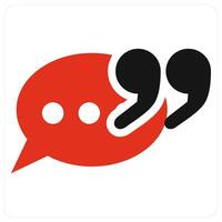 Paraphrase and quotes icon concept in red filled color vector