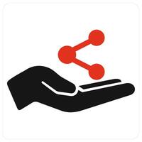 Share and transfer icon concept in red filled color vector