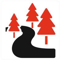 Forest and landscape icon concept in red filled color vector