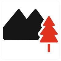 Mountains and hills icon concept in red filled color vector