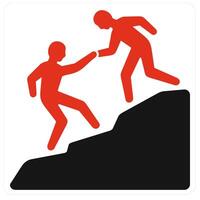 Mountain Climbing and rock climbing icon concept in red filled color vector