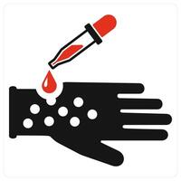 Allergy Test and medical test icon concept in red filled color vector