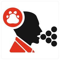 Pet Allergy and animals icon concept in red filled color vector