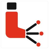 Asthma and inhaler icon concept in red filled color vector