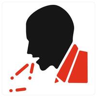 Cough and infection icon concept in red filled color vector