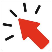 Click and direction icon concept in red filled color vector