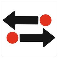 Transfer and direction icon concept in red filled color vector
