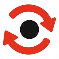 Rotate and direction icon concept in red filled color vector