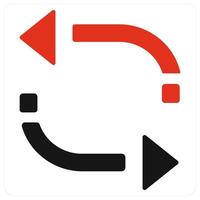 Repeat and direction icon concept in red filled color vector