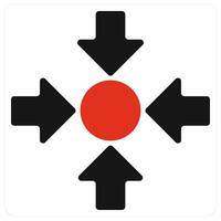 Center and direction icon concept in red filled color vector