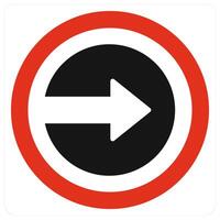 Right and direction icon concept in red filled color vector