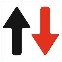 Up Down and direction icon concept in red filled color vector