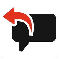 Reply and direction icon concept in red filled color vector