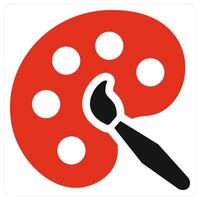 Art and painting icon comcept in red filled color vector