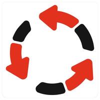 Reload and direction icon concept in red filled color vector