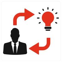 Creativity and idea icon concept in red filled color vector