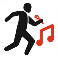 Singing and music icon concept in red filled color vector