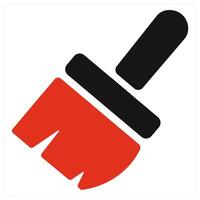 Paint Brush and palette icon concept in red filled color vector
