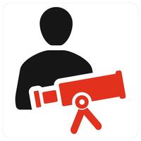 Astronomer and science icon concept in red filled color vector