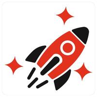 Spaceship and launch icon concept in red filled color vector