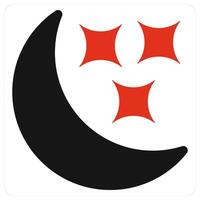 Moon and night icon concept in red filled color vector