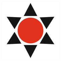 Sun and nature icon concept in red filled color vector