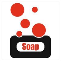 Soap and cleaning icon concept in red filled color vector