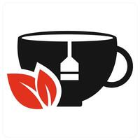 Tea and cup icon concept in red filled color vector