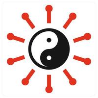 Yin Yang and religion icon concept in red filled color vector