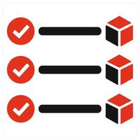 Block confirmation and cryptocurrency icon concept in red filled color vector