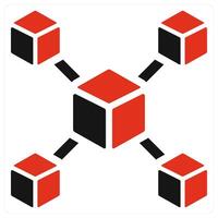 Node and connection icon concept in red filled color vector