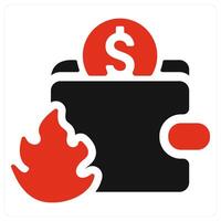 Hot Wallet and wallet icon concept in red filled color vector