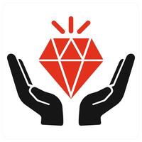 Brand Values and success icon concept in red filled color vector