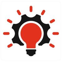 Innovation and idea icon concept in red filled color vector