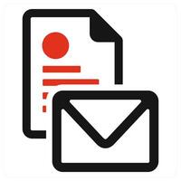 Mail and marketing icon concept in red filled color vector