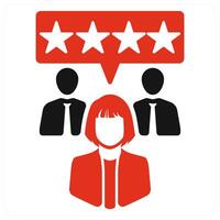 Loyal customers and customer icon concept in red filled color vector
