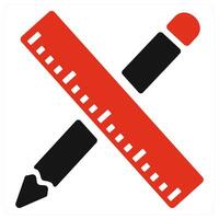 Stationery and geometry icon concept in red filled color vector