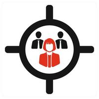 Target Audience and audience icon concept in red filled color vector