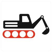 Excavator and digging icon concept in red filled color vector