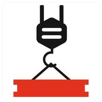 Hoist and mechanical icon concept in red filled color vector