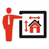 Architecture and interior icon concept in red filled color vector