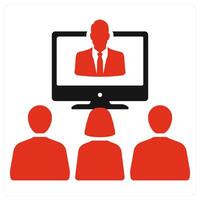 Seminar and conference icon concept in red filled color vector
