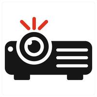 Projector and device icon concept in red filled color vector