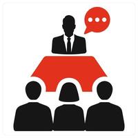 Manager and conference icon concept in red filled color vector