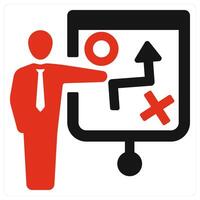 Business Plan and planning icon concept in red filled color vector