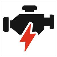 Engine and gear icon concept in red filled color vector
