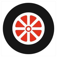Wheel and car service icon concept in red filled color vector