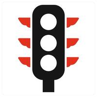 Traffic light and signal icon concept in red filled color vector