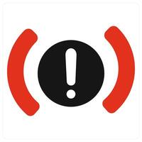 Brake Warning and light icon concept in red filled color vector