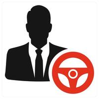 Driver and transportation icon concept in red filled color vector